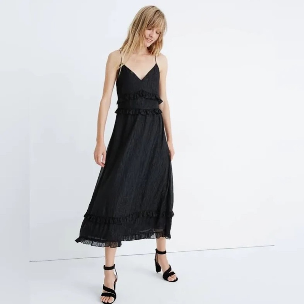 Madewell shimmer ruffle cami dress - size 4